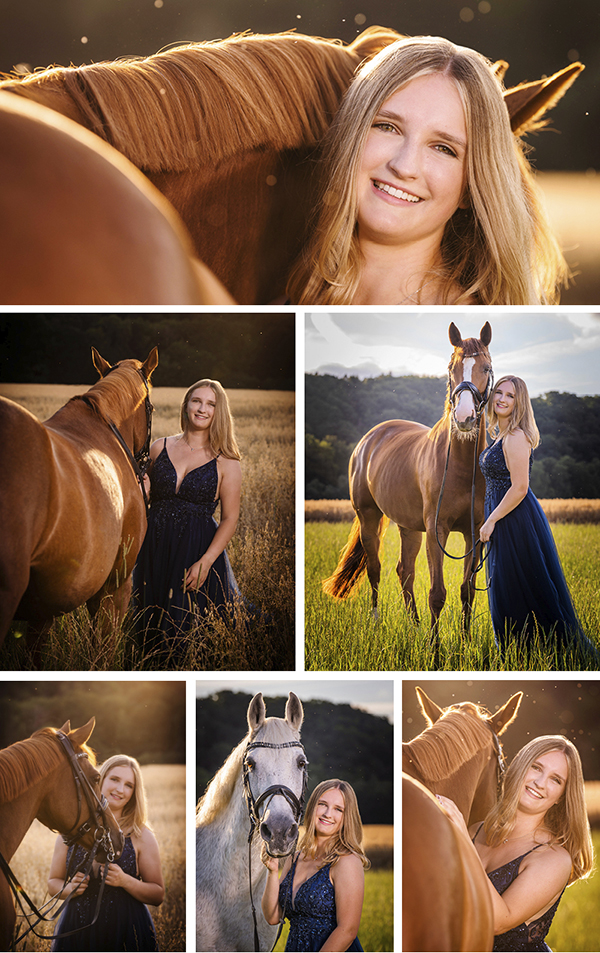 Fotoshooting mit Pferd und Kleid