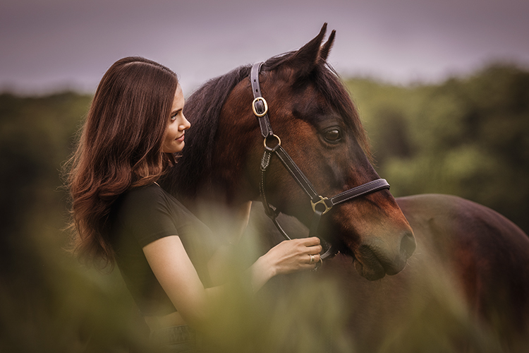 Fotoshooting mit Pferd und Mensch